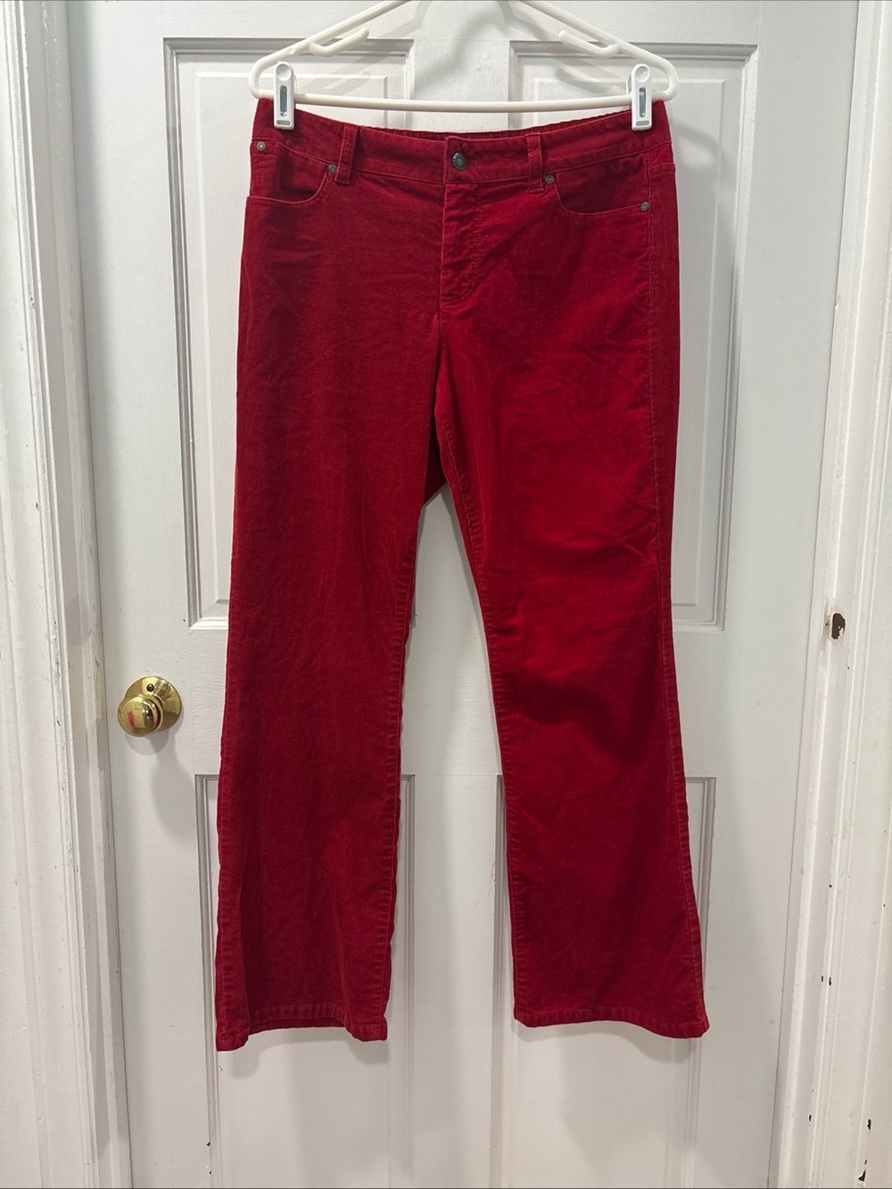 Talbots Women’s Corduroy Pants Size 10 Petite Curvy Fit Straight Leg True Red